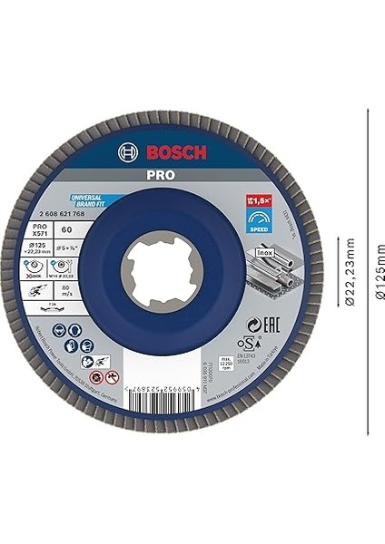 1x Pro Metal X571 Yelpaze Taşlama Diski, X-Lock Için Açılı Tasarım (Çelik, Paslanmaz Çelik, Ø 125 Mm, Granülasyon 60, Profesyonel Aksesuar Küçük Açılı Taşlama Makinesi) fiyatları