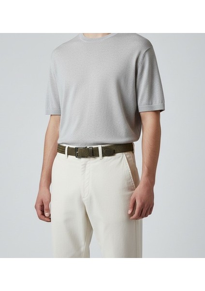 Hakiki Deri Erkek Örgü Esnek Kemer – 3,5cm