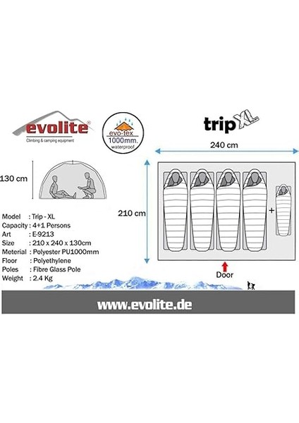 Tripxlçadır Unisex, Haki, 4+1 Kişilik fiyatları