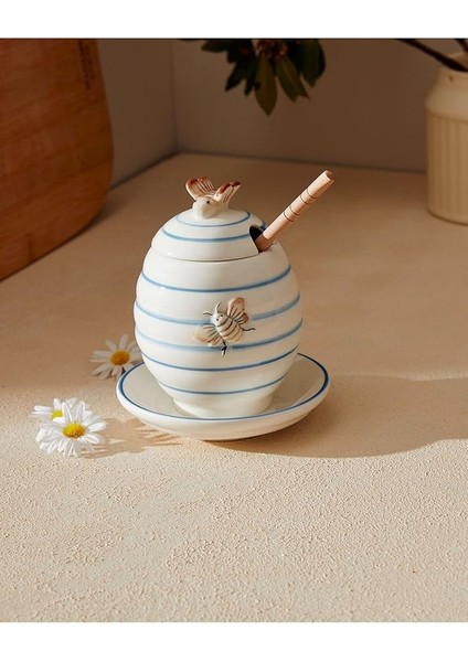 Coco Flore Bal Kavanozu, Mavi/beyaz