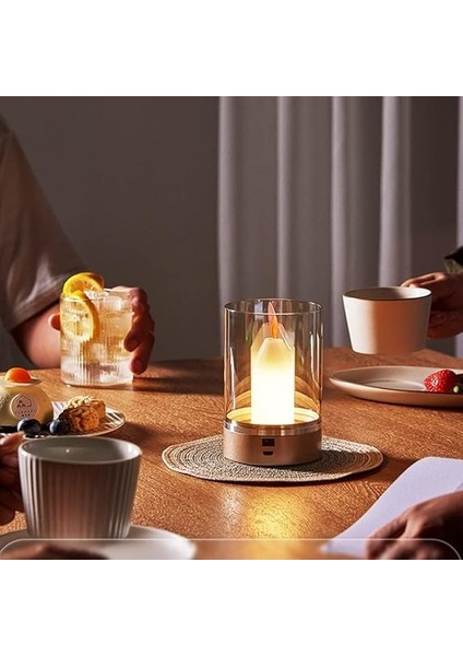 Geldi Şarjlı Mum Alevi Efektli Masa Lambası Dimmerli Dekoratif Abajur Cata Tokyo Dokunmatik Sunum Lambası 3 Farklı Renk Işık Modu fiyatları