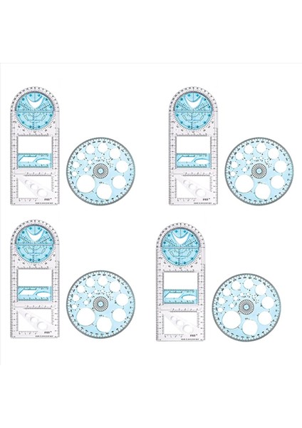 8 Pcs Çok Fonksiyonlu Geometrik Cetvel Plastik Çember Çizim Aracı Çizim Şablonları Açık Grafik Tasarım Araçları (Yurt Dışından)