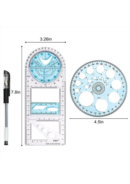 8 Pcs Çok Fonksiyonlu Geometrik Cetvel Plastik Çember Çizim Aracı Çizim Şablonları Açık Grafik Tasarım Araçları (Yurt Dışından) fiyatları