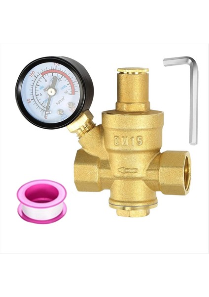 Su Basıncı Regülatörü 1/2 Inç Gösterge Sertlik Pirinç Ayarlanabilir Su Basıncı Indirgeme Valf Suyu (Yurt Dışından)