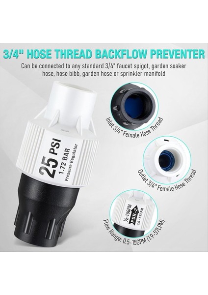 2 Paket 25PSI Damla Sulama Basınç Regülatör Kiti 3/4inch Bahçe/musluk Hortumu Için Su Geri Akışı Önleyici (Yurt Dışından) fiyatları
