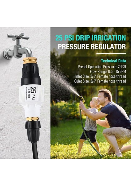 2 Paket 25PSI Damla Sulama Basınç Regülatör Kiti 3/4inch Bahçe/musluk Hortumu Için Su Geri Akışı Önleyici (Yurt Dışından) fırsatları