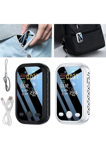 5 Arada 1 Hava Kalitesi Dedektörü Yarıiletken Sensörleri Hcho Tvoc Co2 Sıcaklık Nem Test Cihazı Hava Monitörü Beyaz (Yurt Dışından) fırsatları