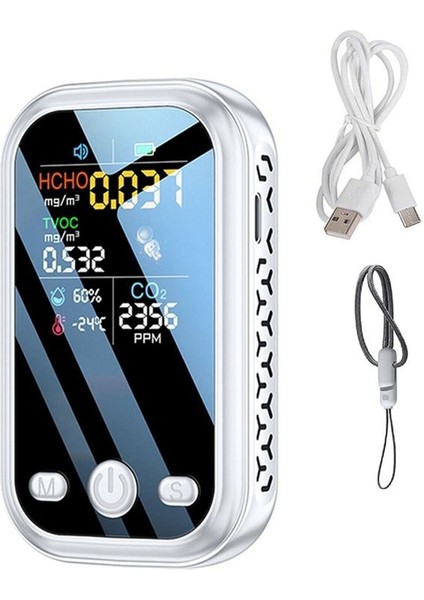5 Arada 1 Hava Kalitesi Dedektörü Yarıiletken Sensörleri Hcho Tvoc Co2 Sıcaklık Nem Test Cihazı Hava Monitörü Beyaz (Yurt Dışından) indirimleri