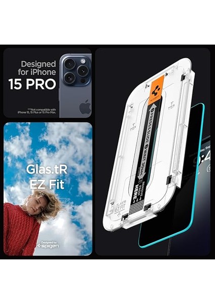 iPhone 15 Pro ile Uyumlu Hayalet Cam Ekran Koruyucu Kolay Kurulum Glas.tr Ez Fit Privacy Hd (2 Adet) - AGL06894 modelleri