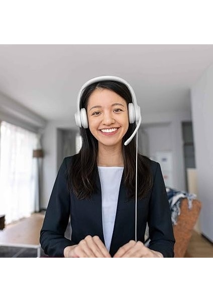 H390 Kablolu Kulak Üstü Mikrofonlu Kulaklık, Dijital Stereo Ses, Katlanabilir Gürültü Önleyici Mikrofon, Kablo Üzeri Denetimler, Beyaz modelleri