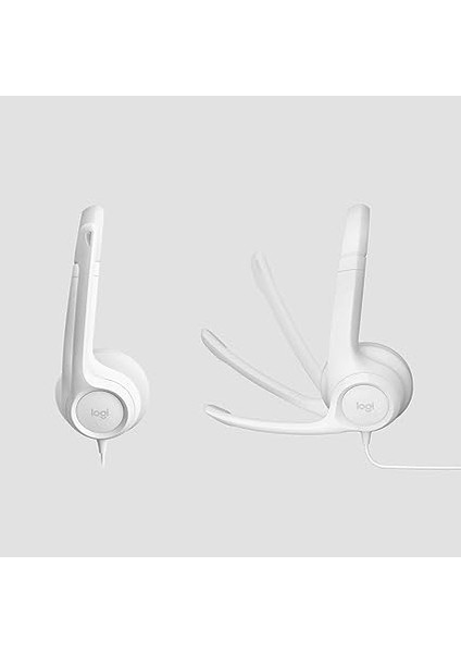 H390 Kablolu Kulak Üstü Mikrofonlu Kulaklık, Dijital Stereo Ses, Katlanabilir Gürültü Önleyici Mikrofon, Kablo Üzeri Denetimler, Beyaz fırsatları