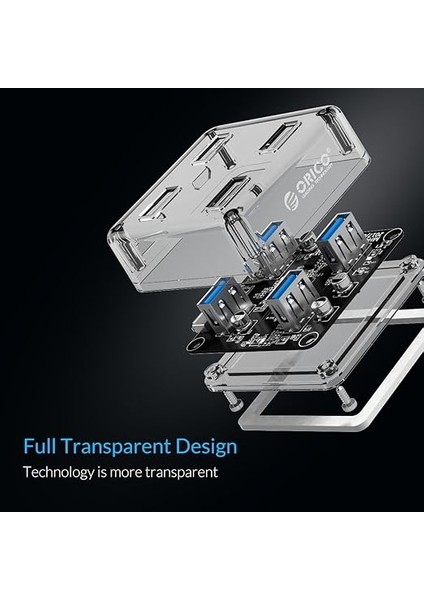 MH4U-U3, 4 Portlu Şeffaf Usb3.0 Hub, Yüksek Hızlı, 1m Kablo Uzunluğu, Uasp Destekli fiyatları