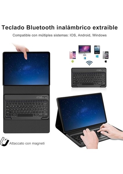 Tab S7 Fe 12.4 Inç ile Uyumlu Bluetooth Türkçe Q Klavyeli Kılıfı (Tablet Değildir) Kapak, Lacivert indirimleri