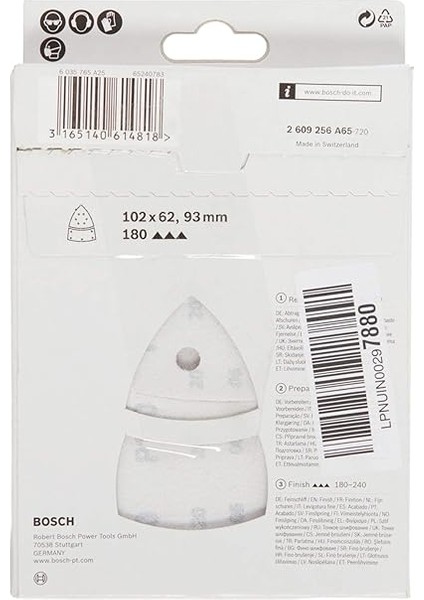 Multi Zımpara Kağıdı 10'lu, 102 x 62/93 mm 180 Kum 11 Delik fiyatları