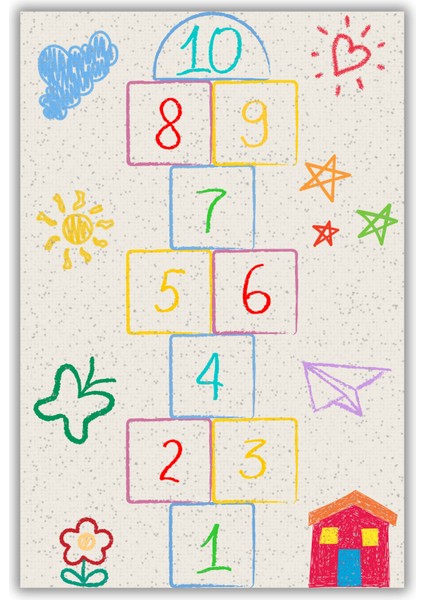 Seksek Desenli Çocuk Odası Bebek Odası Halısı Kaymaz Yıkanabilir Antialerjik Dijital Baskılı Halı fiyatları