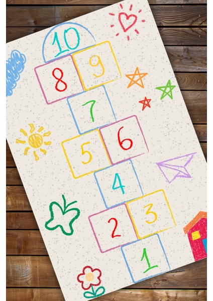 Seksek Desenli Çocuk Odası Bebek Odası Halısı Kaymaz Yıkanabilir Antialerjik Dijital Baskılı Halı modelleri