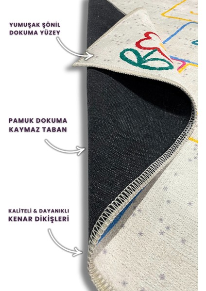 Seksek Desenli Çocuk Odası Bebek Odası Halısı Kaymaz Yıkanabilir Antialerjik Dijital Baskılı Halı indirimleri