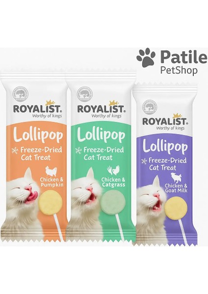 Tavuklu, Kedi Çimli/keçi Sütlü/balkabaklı Lolipop 3'lü Set