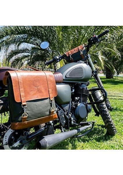 Motor Accessory Motosiklet Çantası, Motosiklet Gidon Çantası, Deri, Geçme Kilitli (Yeşil) indirimleri