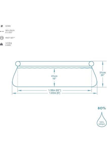 Fast Set Havuz, 183 x 51 Cm, Pompasız, Yuvarlak, Mavi indirimleri