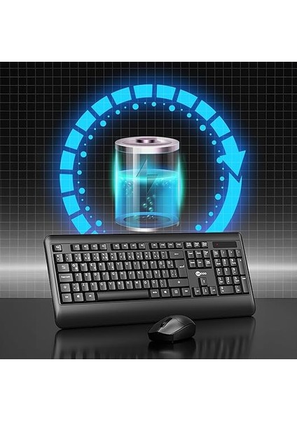 KW202 Kablosuz Türkçe Q Klavye & Mouse Set - Qwerty Türkçe Dizilim Klavye, 1200DPI Optik Fare, Win/mac Uyumlu, Sıvı Dökülmesine Dayanıklı, Bilek Dinlendirme Türkçe Q Klavye Mouse Seti Siyah indirimleri