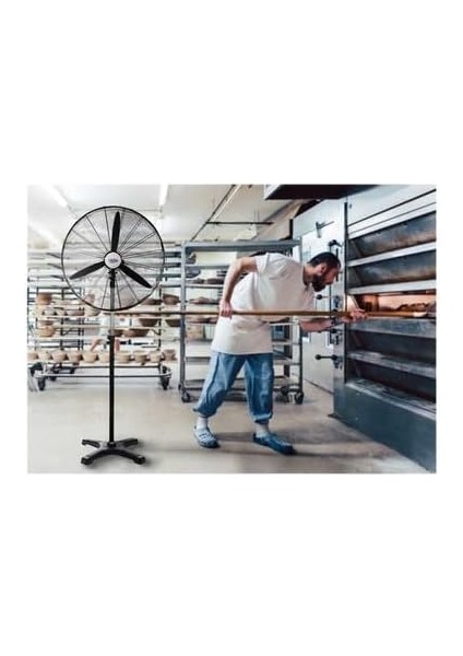 HEF-A750 210W 30 Inç Siyah Alüminyum 3 Kanatlı Sanayi Tipi Ayaklı Vantilatör fırsatları