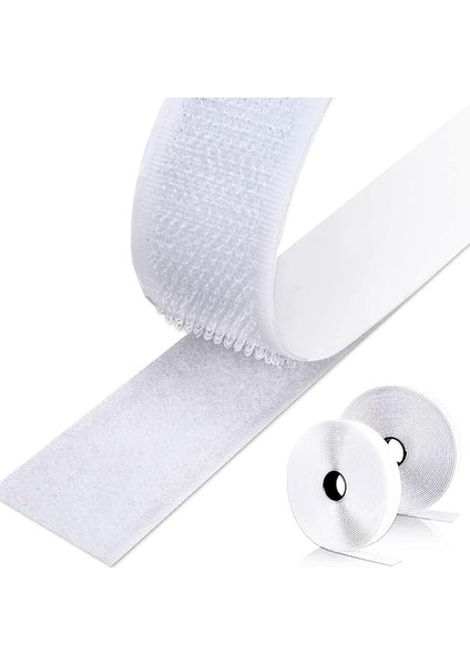 2 cm 25 Metre Cırt Bant Arkası Yapışkanlı Şerit Cırt Cırtlı Bant (Beyaz)