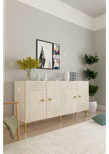 KA1521BT - Lessi Konsol, Kahve Köşesi ve Tv Sehpası 150 cm Beyaz -Traverten fiyatları