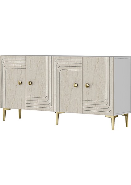 KA1521BT - Lessi Konsol, Kahve Köşesi ve Tv Sehpası 150 cm Beyaz -Traverten fırsatları