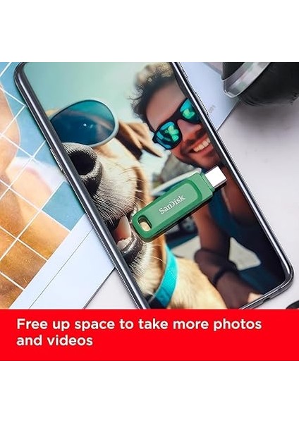 1 Tb Ultra Dual Drive Go USB Type-C Flash Sürücü, Çift Taraflı Takılabilir USB Tip C ve Tip A Konnektörlü, Akıllı Telefonlar, Tabletler, Mac'ler ve Bilgisayarlar Için, Yeşil modelleri