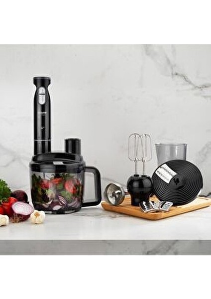 Elektrikli Çeyiz Seti Paslanmaz Çelik ve Siyah Renkli Mutfak Aletleri ile 4 Parça