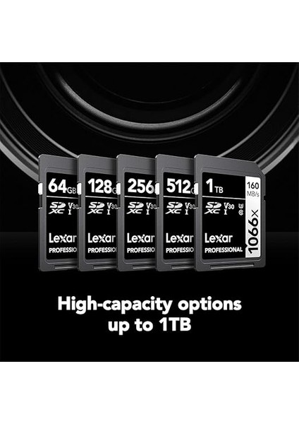 Profesyonel 1066X 512GB Sdxc Uhs-I Hafıza Kartı Gümüş Serisi, C10, U3, V30, Full-Hd ve 4K Video, 160MB/S'YE Kadar Okuma, Dslr ve Aynasız Kameralar Için (LSD1066512G-BNNNU) indirimleri
