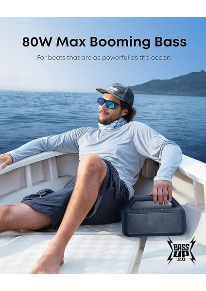 By Anker Boom 2 Bluetooth Hoparlör, 24 Saat Çalışma Süresi, 80W, Rgb, 2.1 Stereo, Ipx7, Bassup 2.0, Özelleştirilebilir Eq, Mavi fiyatları