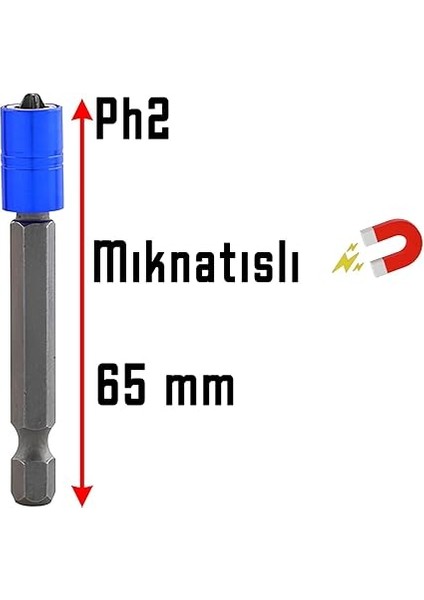 Adet Mıknatıslı Bits Uç Ph2 65 mm Renkli Vida Tutucu Sökme Yıldız Matkap Vidalama Ucu S2 Çeliği modelleri
