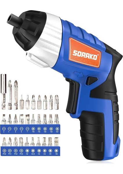 Akülü Tornavida Küçük 6 Nm Maks Tork Akülü Tornavida 1,3 Ah 3,6 V 30 Aksesuar Parçası ile LED Işık ve Arka El Feneri Ev Kullanımı Için Ev Aletleri