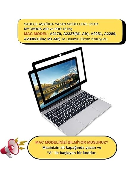 Macbook Air Pro 13 Inç M1-M2 Ekran Koruyucu Çerçeveli Anti Glare Mat Film A2251 A2289 A2338 A2179 A2337 ile Uyumlu Çizilmez Yansıma Önleyici Şeffaf fiyatları