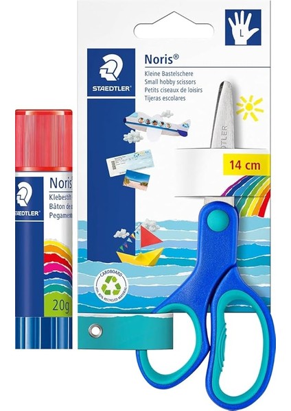 960 20 Nca Noris Clup 20 gr Stick Yapıştırıcı & 965 14LNBK Noris Clup Sol El Makas 14 cm 2'li Blister, 20 gr + Sol El