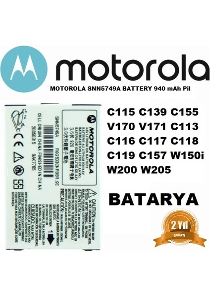 C115 C139 C155 V170 V171 C113 C116 C117 C118 C119 C157 W150I W200 W205 3.6V Li-Ion Batarya Pil
