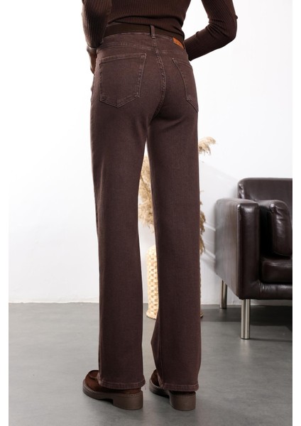 Kahverengi Kemerli Likralı Düz Kesim Jean 1001 modelleri