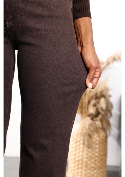 Kahverengi Kemerli Likralı Düz Kesim Jean 1001 fırsatları