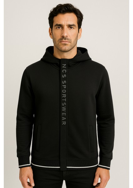 Erkek Sweatshirt Kapüşonlu Siyah 1657