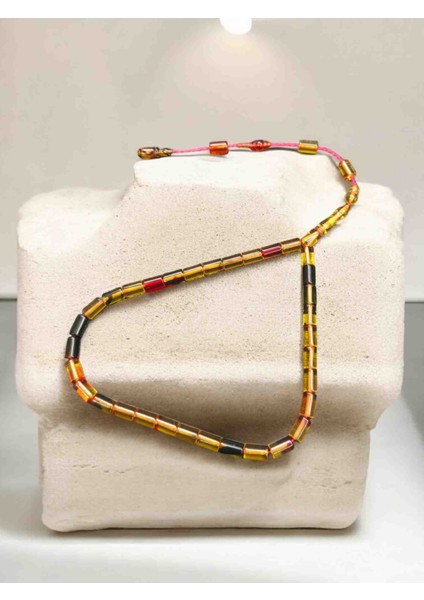 Full Kesme Model Ateş'i Kehribar Tesbih (Bilek Boy)