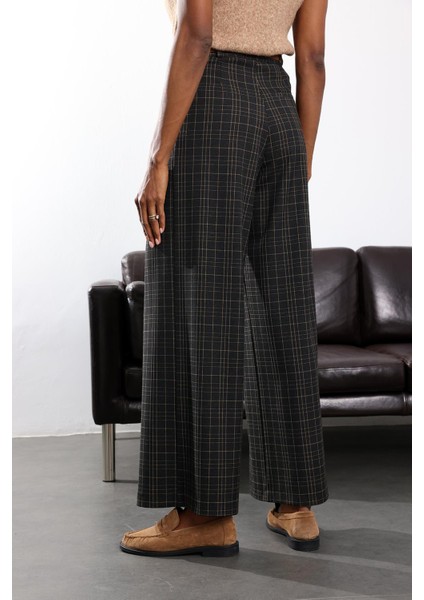 Antrasit Yüksek Bel Kareli Pantolon 1596 indirimleri