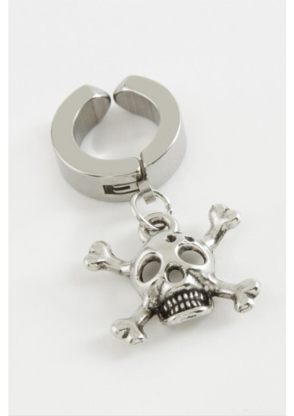 Kuru Kafa Çelik Erkek Küpe (Kıstırmalı) 1 Adet