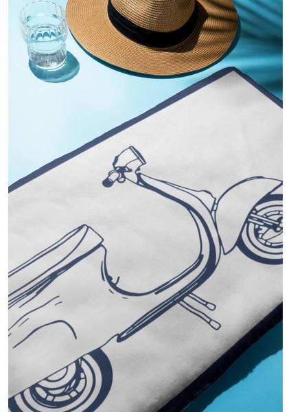 Dijital Baskı Plaj Deniz Havlusu Scooter Desenli Peştamal HVL0008 fiyatları