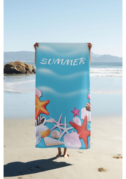 Dijital Baskı Plaj Deniz Havlusu Summer Desenli Peştamal HVL0073