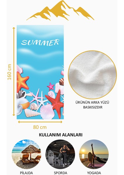 Dijital Baskı Plaj Deniz Havlusu Summer Desenli Peştamal HVL0073 fırsatları