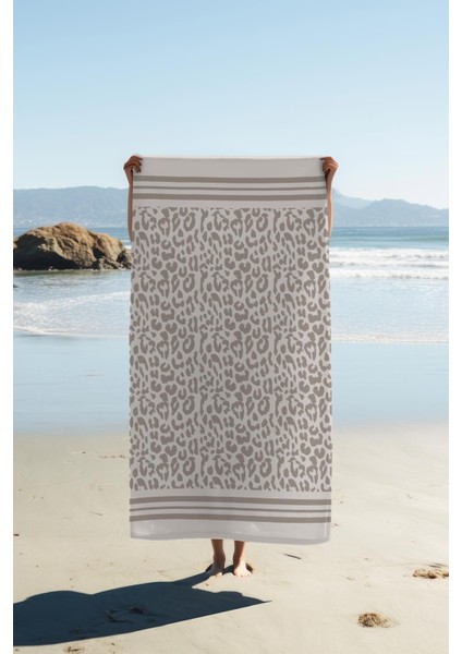 Dijital Baskı Plaj Deniz Havlusu Leoparlı Desen Peştamal HVL0112