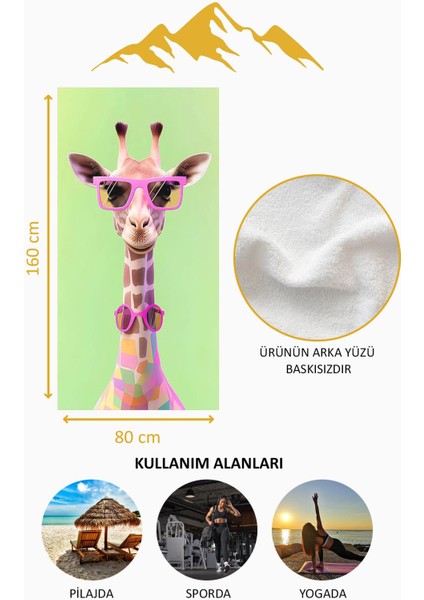 Dijital Baskı Plaj Deniz Havlusu Zürafa Desenli Peştamal HVL0133 fırsatları