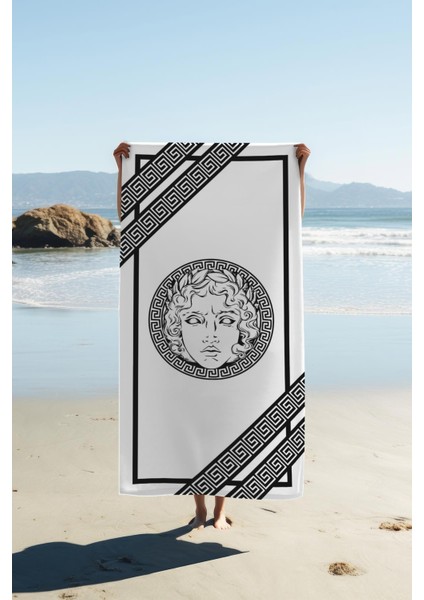 Dijital Baskı Plaj Deniz Havlusu Apollo Modern Desenli Peştamal HVL0232